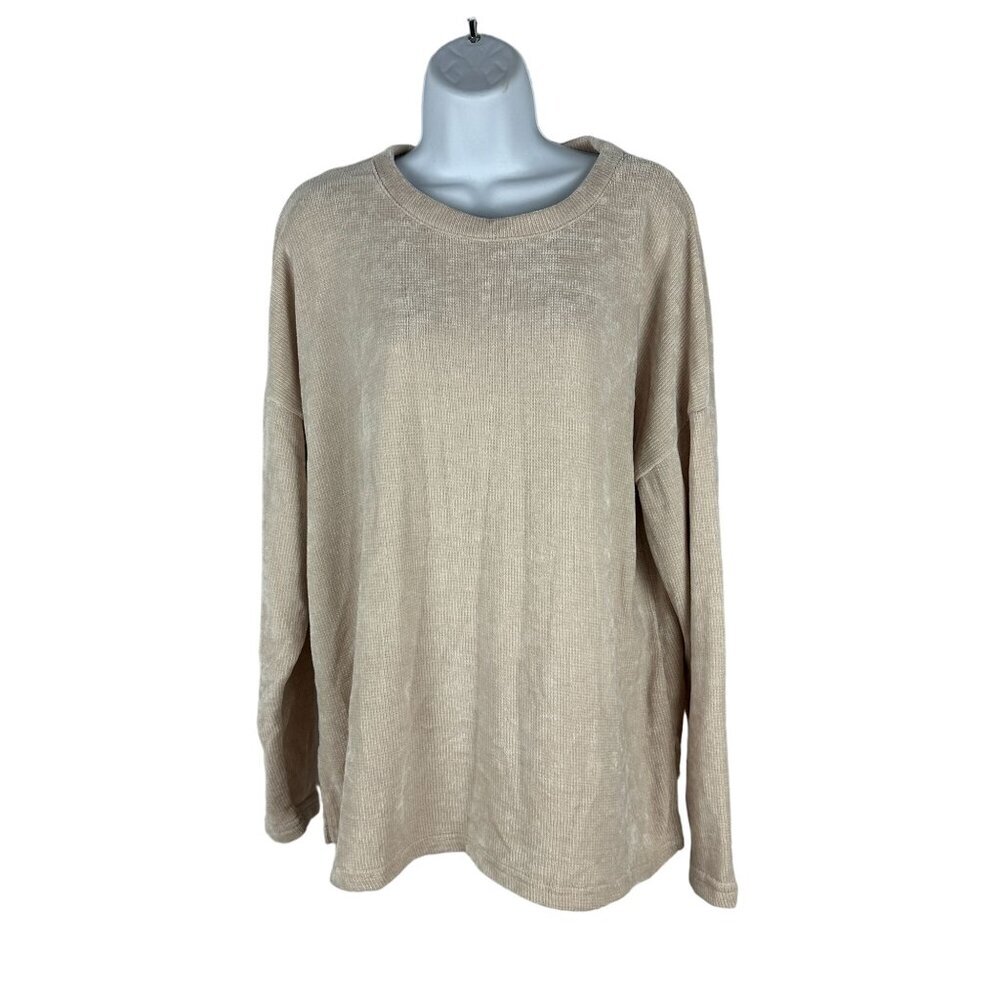 Beige Oversized Long Sleeve Sweater Medium